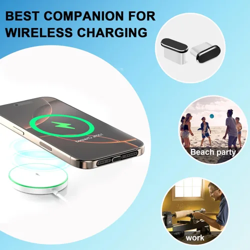 Vista 6 de Enchufe antipolvo USB C, paquete de 10 cubiertas para puerto USB C, cubierta antipolvo para altavoz de teléfono y puerto de carga tipo C para iPhone