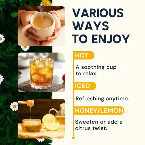 Vista 8 de Bolsitas de Té de Manzanilla, Té Herbal de Flores de Manzanilla - Sin Azúcar, Sin Cafeína, 50 Bolsitas Flores de manzanilla secas, aroma floral