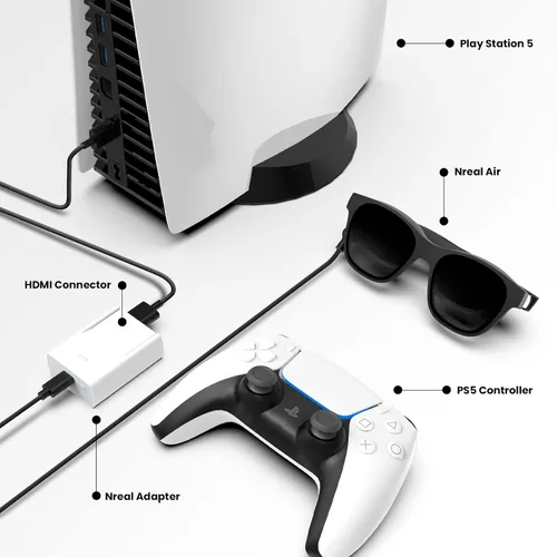 Vista 8 de NrealAirARGlasseswithNrealAdapter,CompatiblewithiPhoneandNintendoSwitch,ConnecttoiPhoneviaLightningtoHDMIAdapter,StreamandGame,ARGlasseswith130