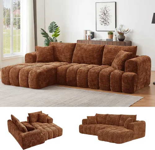 Vista 13 de Camillas deshuesadas de 108.3 pulgadas para sala de estar, sofá modular de nube con diván de gran tamaño, sofá deshuesado en forma de L con asiento