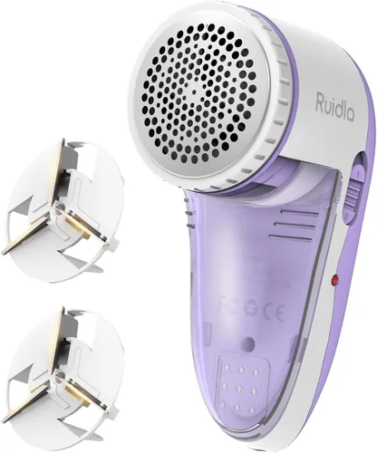 Vista 10 de Ruidla - Afeitadora de pelusas eléctrica, removedor de pelusa recargable para suéteres con cuchillas de acero inoxidable de 3 hojas, doble Negro