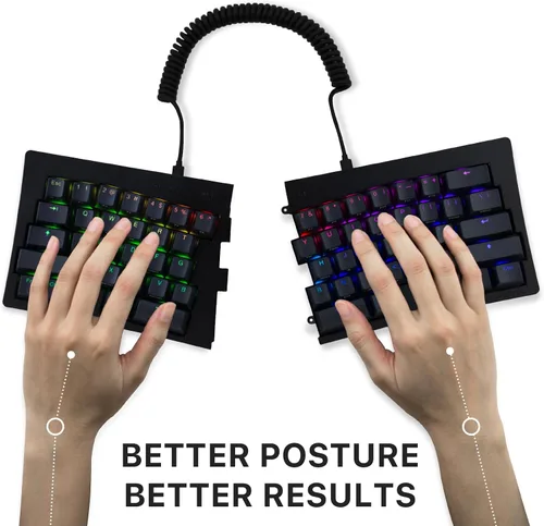 Vista 5 de BAROCCOMiSTEL MD600 Alpha BT RGB Teclado mecánico negro, 60% diseño Split-Alice, teclado PBT de doble disparo (transparente), Bluetooth5.0