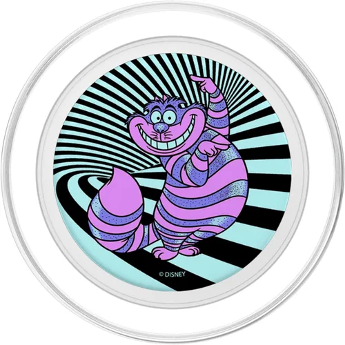 Vista 2 de Disney Alicia en el país de las maravillas Cheshire Cat Neon Stripes PopSockets MagSafe PopGrip para iPhone