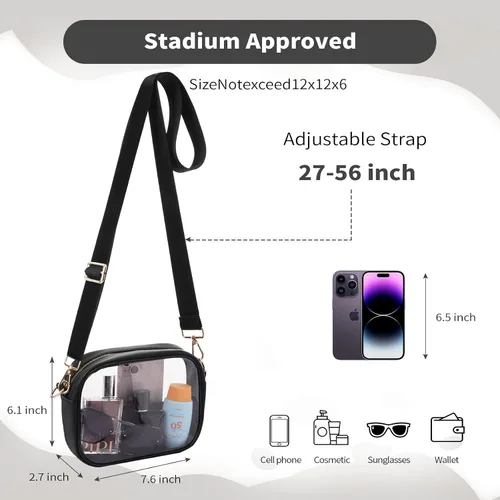 Vista 4 de yuanming Bolsa transparente aprobada para estadios, bolsa cruzada transparente, bolsas transparentes para estadios para mujeres