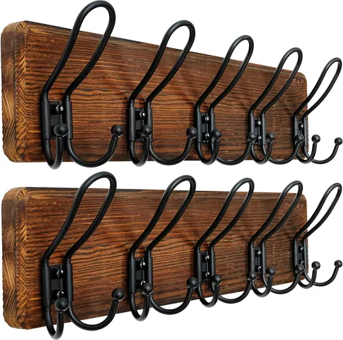 Vista 16 de Dseap Perchero para Abrigos Montado en Pared - Perchero Resistente de Estilo Granja Rural con 5 Ganchos de Alambre para Ropa, Sombrero, Chaqueta