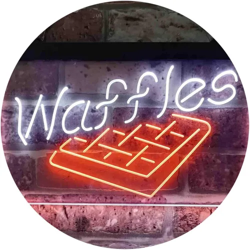 Vista 16 de ADVPRO Waffles Snack Café - Letrero de neón LED de doble color, azul y rojo, 12 x 8 pulgadas st6s32-i3820-br