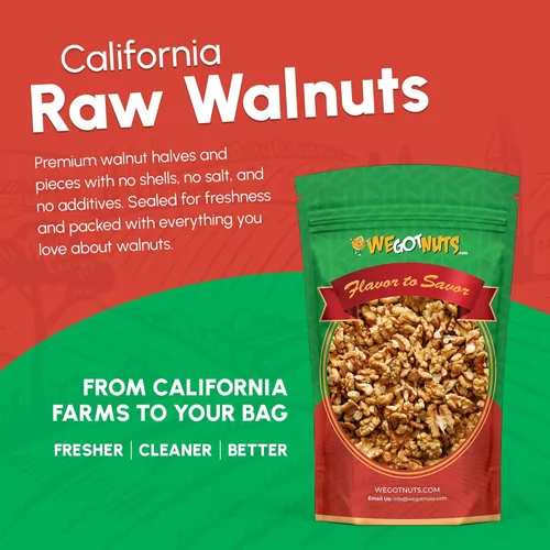 Vista 3 de Dos libras de nueces de California, 100% naturales, SIN PPO, sin conservantes, con cáscara, crudas - We Got Nuts