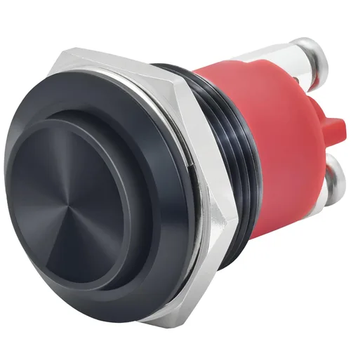Vista 8 de 2 piezas de interruptor de botón de presión de 19 mm, negro, momentáneo, impermeable IP67, metal, plano, redondo, 3/4 pulgadas, 12 V, 24 V, 36 V