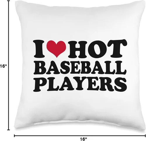 Vista 4 de I Love Hot Baseball Players Cojín de jugador de béisbol, 16 x 16, multicolor