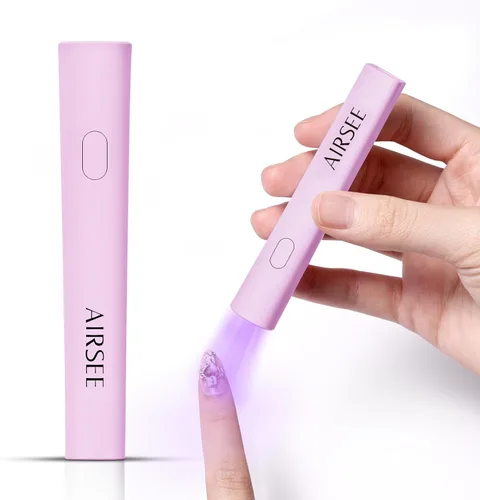 Vista 7 de AIRSEE Mini luz UV de mano para uñas de gel, lámparas de uñas recargables portátiles, 2 temporizadores para decoración de pegamento de diamantes