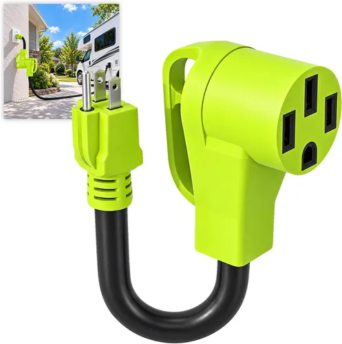 Vista 12 de Adaptador de enchufe RV de 15 amperios a 30 amperios, cable NEMA 5-15P a TT-30R, adaptador de corriente Dogbone de 12 pulgadas con cable STW de 10