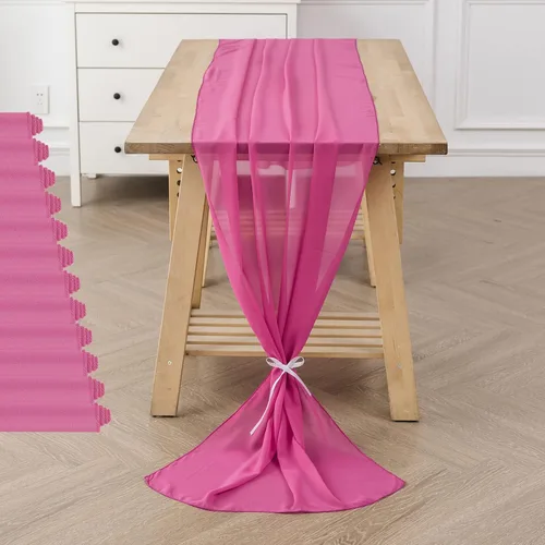 Vista 11 de Paquete de 2 caminos de mesa de gasa de 10 pies de 29 x 120 pulgadas, camino de mesa romántico transparente para boda, fiesta de cumpleaños