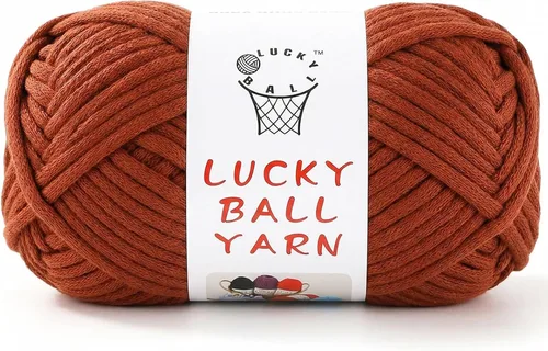 Vista 10 de LUCKY BALL Hilo para ganchillo, 3.53 oz/109 yardas, 70% algodón, 30% nailon, #5, hilo de tubo voluminoso para tejer, para bolsos, sombreros