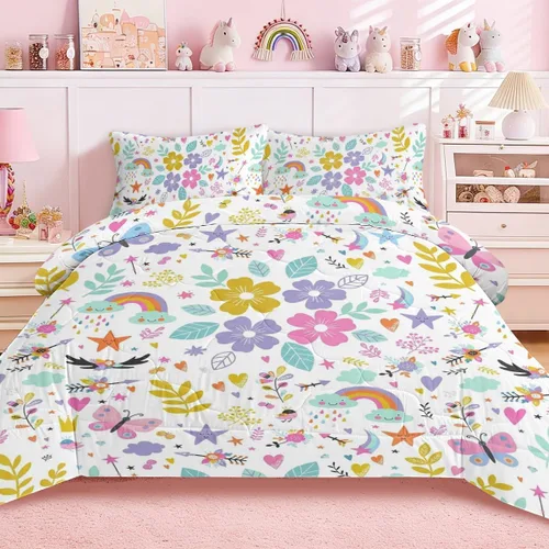 Vista 16 de Juego de edredón de mariposa tamaño individual, juego de ropa de cama estética morado, edredón de microfibra de mariposa lavanda con 2 fundas