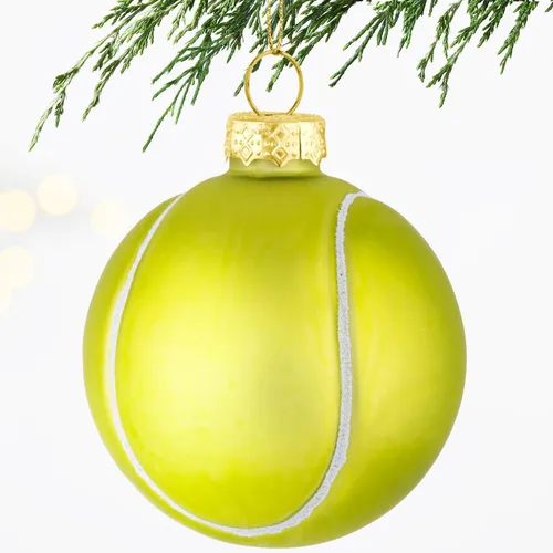 Vista 8 de Adorno soplado de vidrio de sóftbol de Navidad de 3.15 pulgadas, mini bola deportiva pintada a mano 2025 para niños y niñas, árbol de Navidad