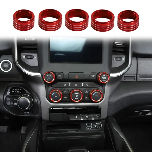 Vista 11 de Voodonala para Dodge RAM Cubierta de perilla del interruptor de aire acondicionado y radio de aluminio para la consola central para Dodge RAM Negro