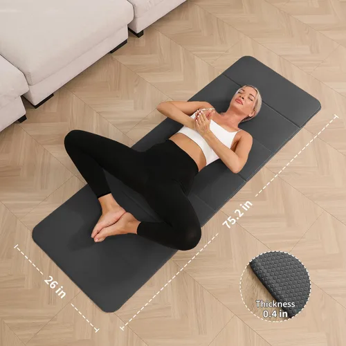 Vista 3 de PAIDU Esterilla de yoga plegable - 10mm extra gruesa, 190 x 66 cm, antideslizante, esterilla de ejercicio y fitness Certificada eco SGS, portátil