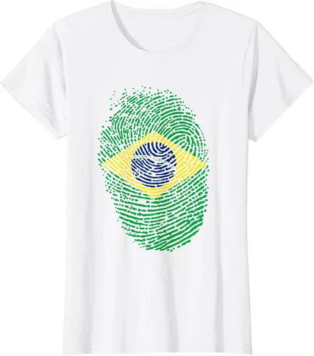 Vista 11 de Camiseta patriótica de la bandera brasileña con huella dactilar Asphalt Grey