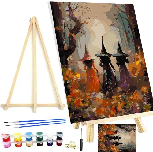 Vista 12 de Meothan Kits de pintura por números para adultos enmarcados, pintura de otoño por números para adultos principiantes, kits de pintura de calabaza