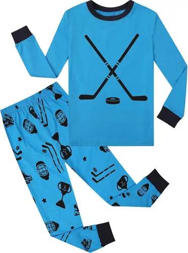 Vista 8 de A&J DESIGN Pijamas Deportivos de Algodón para Niños de 2-14 Años, Juego de Pijamas de 2 Piezas Marrón (Brown Football)