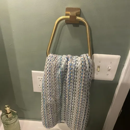Vista 6 de Anillo de toalla de oro claro cepillado para baño, soporte de toalla de baño de cocina, colgadores de montaje en pared, acero inoxidable resistente