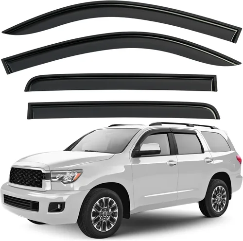 Vista 15 de Deflectores de ventana tintados ahumados con cinta adhesiva para ventana lateral, deflectores de lluvia compatibles con Toyota RAV4 2013-2018 - 4