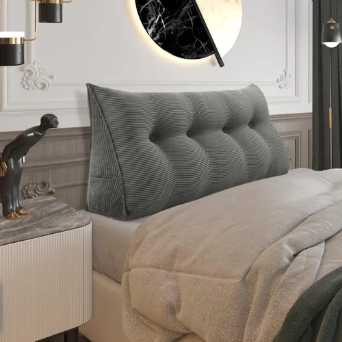 Vista 37 de Almohada de cabecera gruesa totalmente rellena tamaño Queen, cabecera acolchada suave y firme, soporte grande, triangular, almohada de cuña