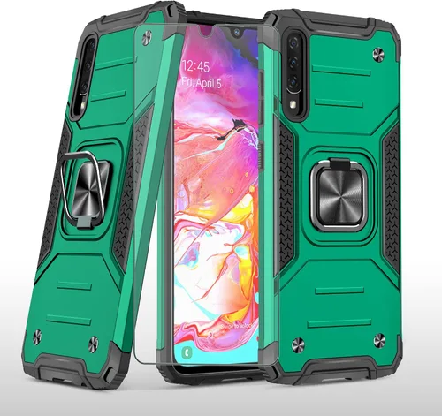 Vista 9 de Asuwish Funda compatible con Samsung Galaxy A70 y protector de pantalla de vidrio templado, accesorios para celdas, soporte de anillo, fundas Negro