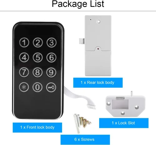 Vista 3 de Cerradura de combinación de código de dígitos para gabinete sin llave, kit de cerradura electrónica para cajas de herramientas de gabinete de puerta