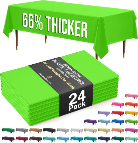 Vista 39 de Exquisite 66% Thicker Premium Plastic Table Cloth Rectangle Table Cover 0.5 Mil 6 Pack Aqua Table Cloth 54 Inch x 108 Inch Disposable Tablecloth
