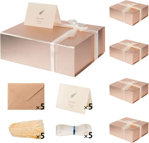 Vista 56 de LIFELUM Square Gift Box with Magnetic Lid, Card, Sticker, Ribbon, Shredded Paper Filler for Business, Wedding, Birthdays