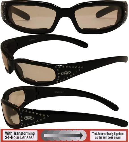 Vista 5 de Global Vision Marilyn 3 - Gafas de montar con diamantes de imitación fotocromáticos con oscurecimiento automático, protección UV400 ANSI Z87.1