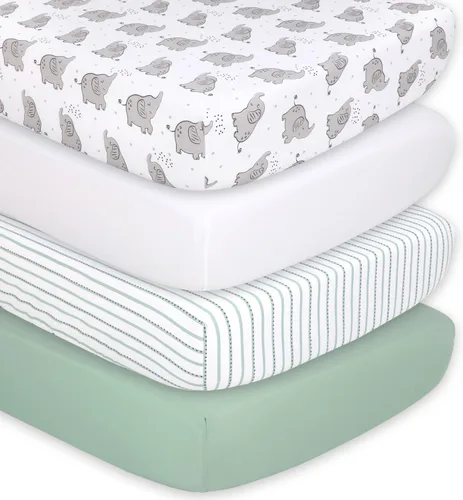 Vista 8 de The Peanutshell Sábanas de cuna, neutrales, juego de sábanas ajustables para cama de bebé, colchón de cuna de tamaño estándar, 52 x 28 pulgadas