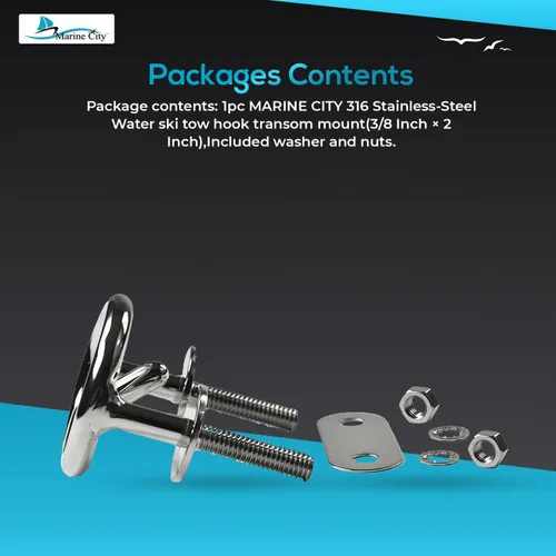 Vista 7 de MARINE CITY Transom Mount Ski Tow Hook, Premium 316 Stainless Steel, Corrosion-Resistant, Ideal for Boats, Marines, Yachts, Sport Accessories