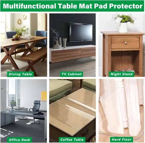 Vista 6 de Protector redondo de plástico transparente de 36 pulgadas de diámetro para mesa de comedor, cubierta de mantel de PVC, mantel de vinilo