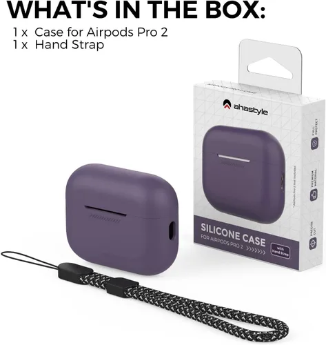 Vista 7 de AHASTYLE Funda protectora de silicona para AirPods Pro 2 [LED frontal visible] Compatible con AirPods Pro de 2ª generación (Púrpura)