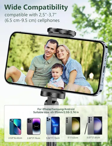 Vista 7 de Trípode para selfie stick de 52 pulgadas, trípode extensible de aluminio todo en 1 para teléfono celular con control remoto, rotación de 360°
