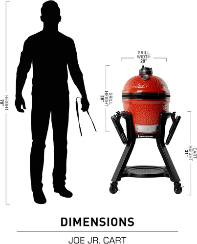 Vista 10 de Joe Jr - Parrilla de carbón portátil de 3 piezas por Kamado Joe con cubierta de parrilla y carrito con estantes laterales