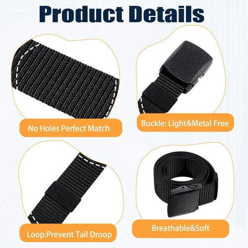 Vista 4 de simarro Tactical 6-Pack Nylon Webbing Canvas Belt - Men & Women's Military, Outdoor, Hiking & Casual Belt