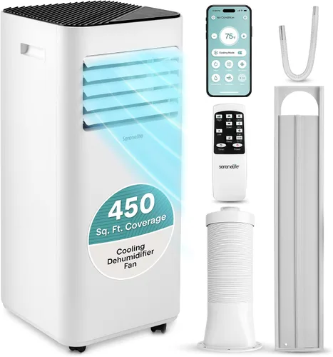 Vista 9 de SereneLife - Pequeño aire acondicionado portátil de 8,000 BTU con deshumidificador incorporado - Unidad de aire acondicionado portátil