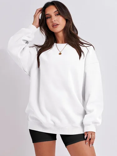 Vista 5 de ANRABESS Sudadera de gran tamaño para mujer, con cuello redondo, estilo Y2K, sudadera con capucha de forro polar, cómoda, camiseta informal, ropa