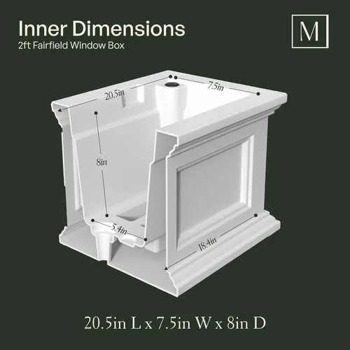 Vista 7 de Mayne Fairfield - Maceta con ventana de 2 pies, con riego automático, resistente a la intemperie para flores, diseño duradero