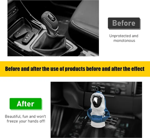Vista 3 de Cubierta de palanca de cambios para coche, sudadera con capucha de palanca de cambios estilo mini tiburón de moda, divertido protector de palanca