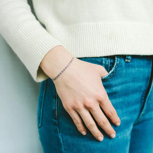 Vista 4 de Gemstone and Lab-Created White Sapphire Adjustable Bolo Bracelet, Sterling Silver, Easy-On Easy-Off (6, 7 and 8 inch Wrist Size)