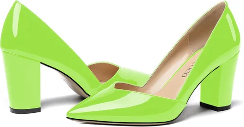 Vista 6 de MODENCOCO Zapatos de tacón alto con puntera puntiaguda para mujer, de 3.5 pulgadas