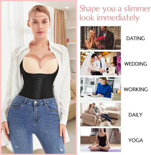 Vista 7 de MERYOSZ Body de entrenamiento de cintura para mujer, con doble control de abdomen, entallado, cuerpo completo, ombligo, corsé de cintura abierta