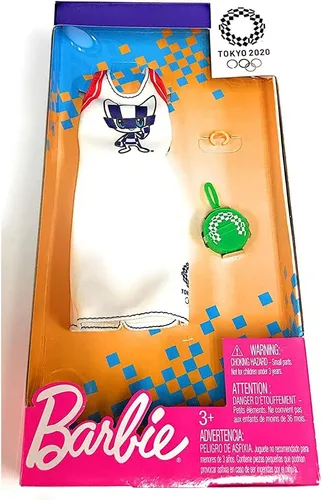 Vista 5 de Barbie Ropa: Traje inspirado en la muñeca de Tokio 2020 de los Juegos Olímpicos, vestido con monedero en forma de raqueta y reloj, regalo para niños