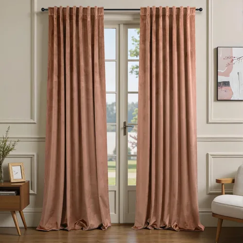 Vista 28 de Cortinas de terciopelo opacas para oscurecer la habitación de 63 pulgadas de largo para sala de estar, comedor, 2 paneles, privacidad pesada