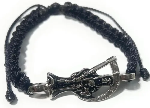 Vista 4 de Pulsera Hilo Negro Pulsera Roja de hilo de la Santa Muerte, Nailon,
