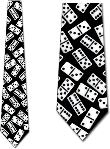 Vista 2 de Three Rooker Corbatas de juego y diversión para hombre Dominoes Ties, Negro